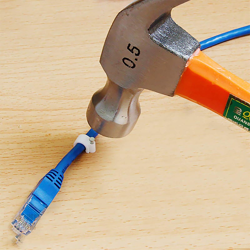 Besslly 200 Pcs Cable Clips Nail in, Cord Clips Ethernet Cables Wire Wall Clips Cable Straps Cables Tacks Cable Nails Coax Cable Clips Cable Management for Speaker 7mm Cat6 - White - Image 5
